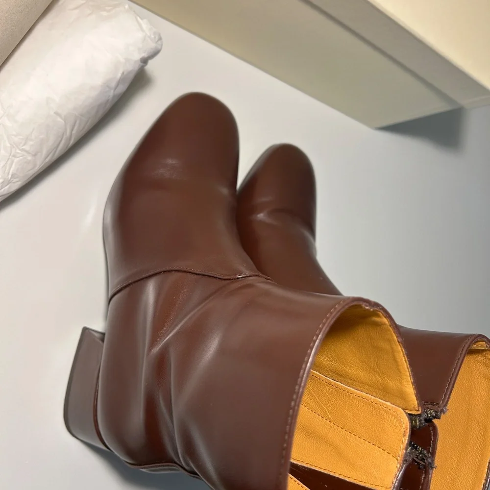 Pre Owned Womens Sezane PAULETTE LOW BOOTS Chocolate size US 7 - Picture 11 of 16
